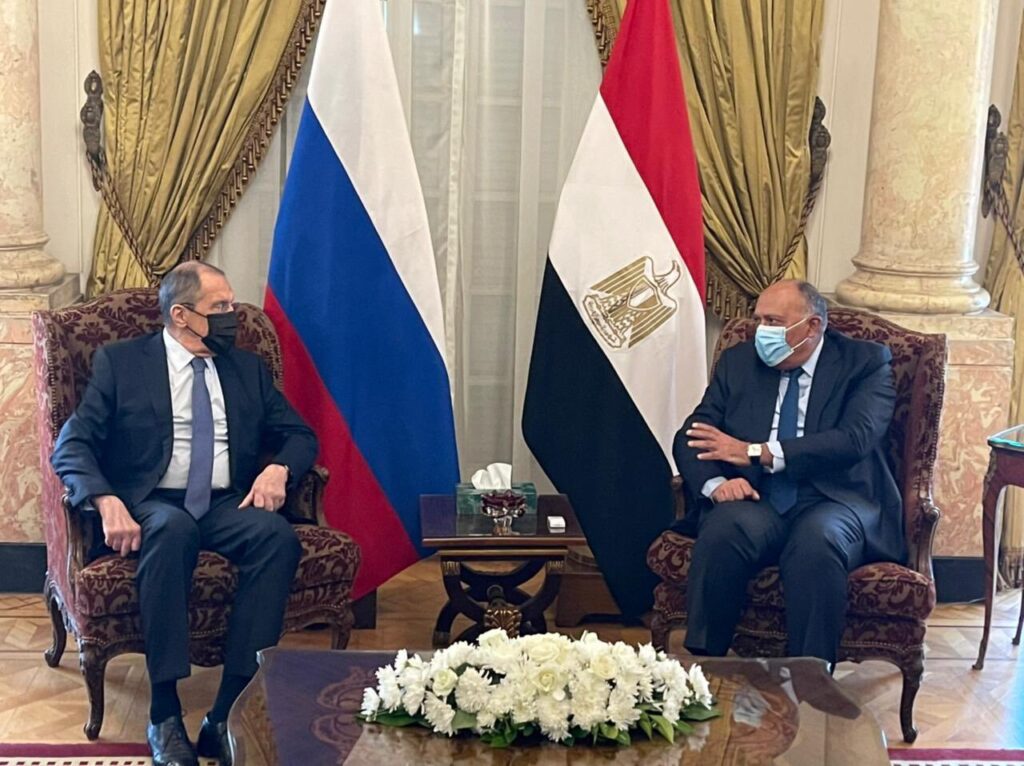 وزير الخارجية الروسي سيرغي لافروف مع نظيره المصري سامح شكري
