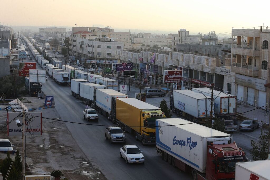احتجاج لسائقي الشاحنات في الأردن