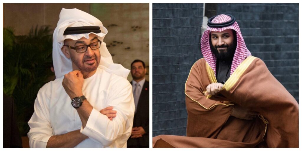 محمد بن سلمان (يمين) ومحمد بن زايد