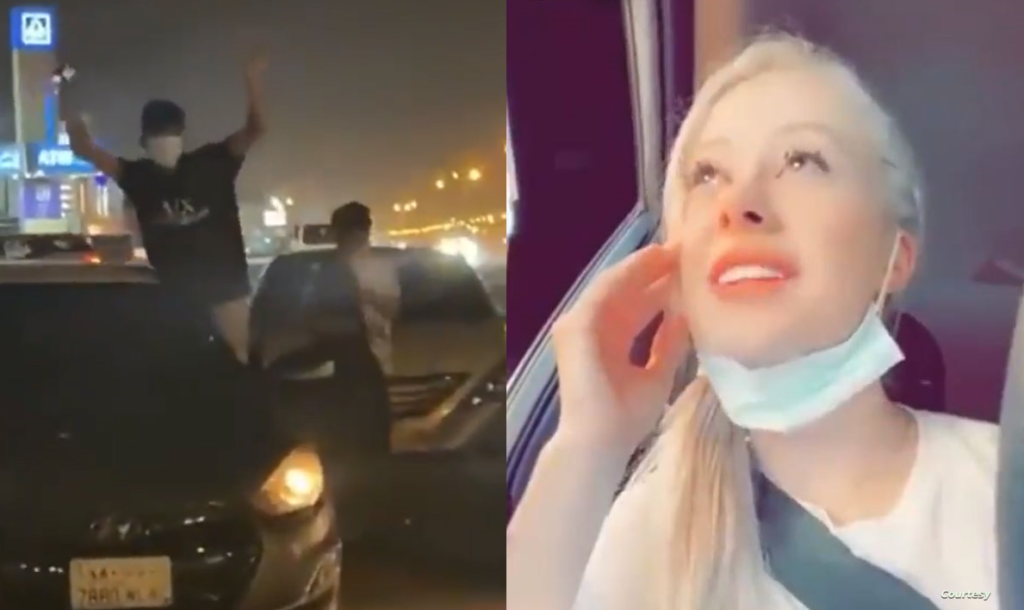 السائحة تعرضت لمضايقات من الشبان السعوديين